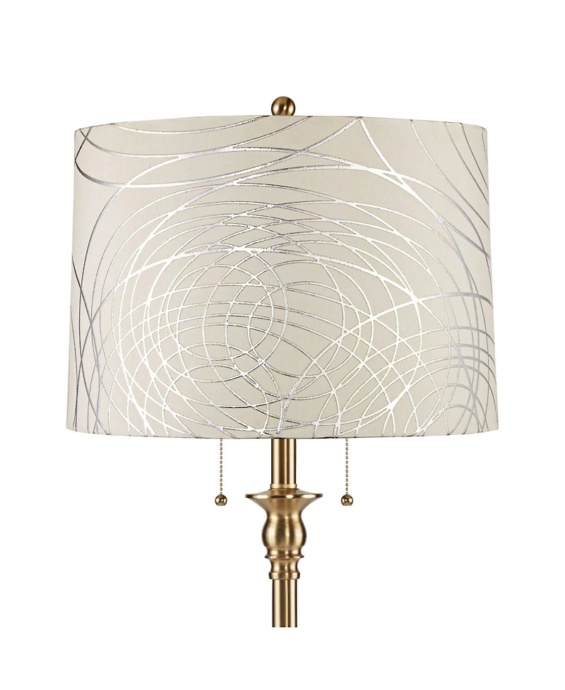 360 Lighting Dyna Traditional 58" Tall Standing Floor Lamp Pole Pull Chain Antique Brass Finish Drum Circles Shade