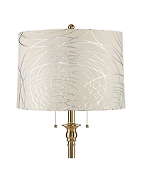 360 Lighting Dyna Traditional 58" Tall Standing Floor Lamp Pole Pull Chain Antique Brass Finish Drum Circles Shade