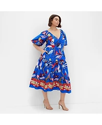 City Chic Women's Simona Print Puff Sleeve Dress