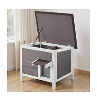 Zeus & Ruta Wooden Outdoor Cat House with Roof Pvc Door Flaps for Cats Feral Pet Shelter