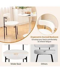 Gouun Set of 2 Boucle Dining Chairs with Curved Backrest and Metal Legs