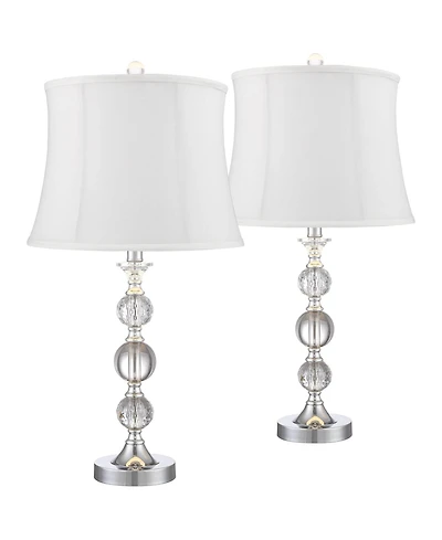 360 Lighting Solange 25" High Modern Luxe Table Lamps Set of 2 Finish Metal Stacked Crystal Living Room Bedroom