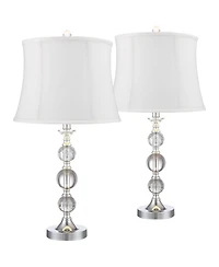 360 Lighting Solange 25" High Modern Luxe Table Lamps Set of 2 Finish Metal Stacked Crystal Living Room Bedroom