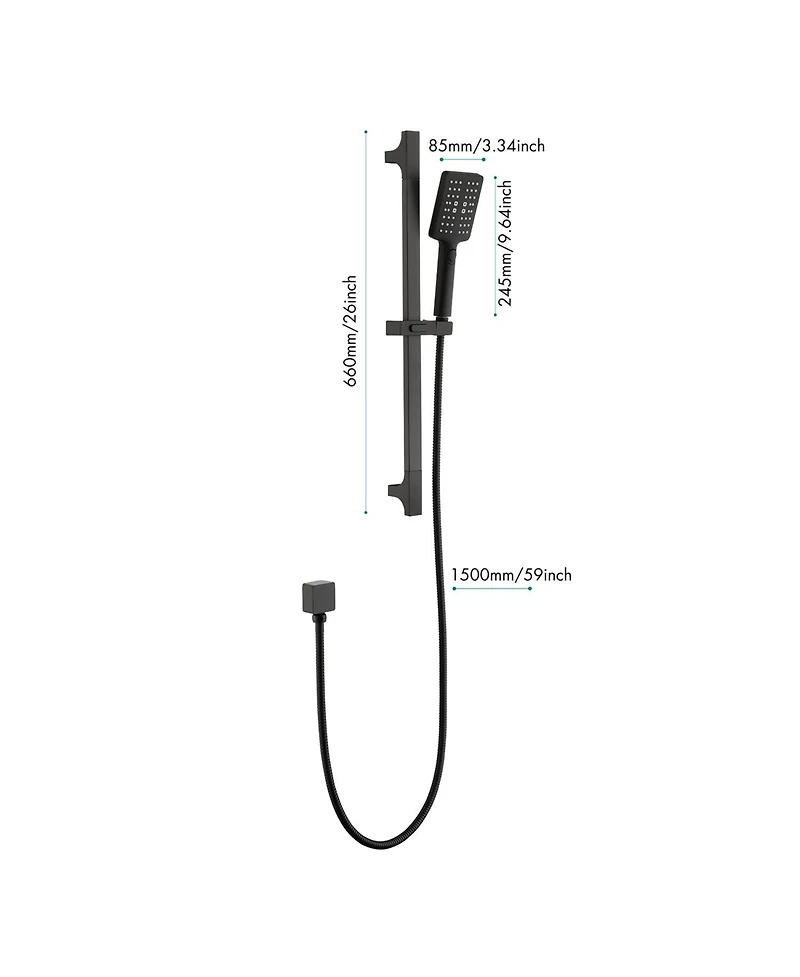 Busdays Handheld Shower with 28-Inch Slide Bar and 59-Inch Hose