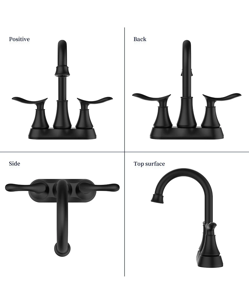 Busdays 2-Handle 4-Inch Matte Bathroom Faucet, Bathroom Vanity Sink Faucets with Pop-up Drain and Supply Hoses