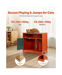 Zeus & Ruta 31 in Hidden Cat Litter Box Enclosure with Shelf Storage Modern Wooden Cabinet for Living Room