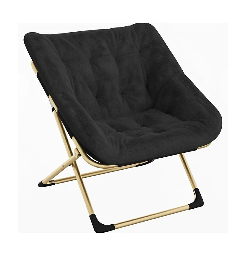 gaomon Rabbit Fur Saucer Chair, Foldable Lounge Chair with Metal Frame, Comfy Accent for Kids, Teens and Adults, No Assembly, Indoor Sofa Seat
