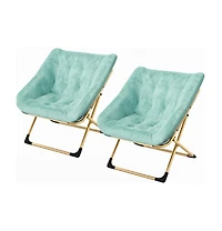 gaomon Rabbit Fur Saucer Chair, Foldable Lounge Chair with Metal Frame, Comfy Accent for Kids, Teens and Adults, No Assembly, Indoor Sofa Seat