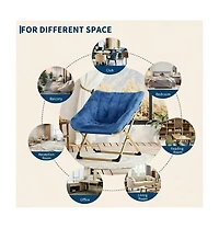 gaomon Rabbit Fur Saucer Chair, Foldable Lounge Chair with Metal Frame, Comfy Accent for Kids, Teens and Adults, No Assembly, Indoor Sofa Seat