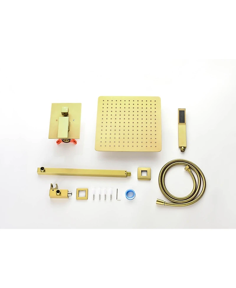 Busdays Wall Mount Rainfall Shower Head, 10-Inch Stainless Steel Rain Shower System with Adjustable Angle