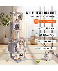 Zeus & Ruta 72 Inch Modern Cat Tree Tower with 2 Condos Sisal Scratching Posts Large Activity Center