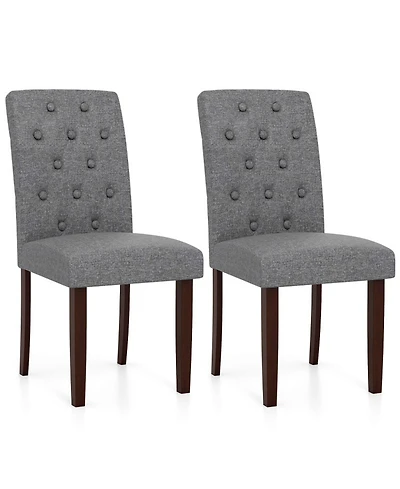 Gouun Set of 2 Button-Tufted Fabric Dining Chairs with Spring Cushion and Curved Back