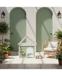 Zeus & Ruta Cedar Floral Carved Transparent Roof Cat House 63.5×47.5×77.6cm