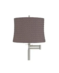 360 Lighting Druckman Modern 60 1/2" Tall Standing Floor Lamp Adjustable Swing Arm Metal Brushed Nickel Finish Drum Sierra