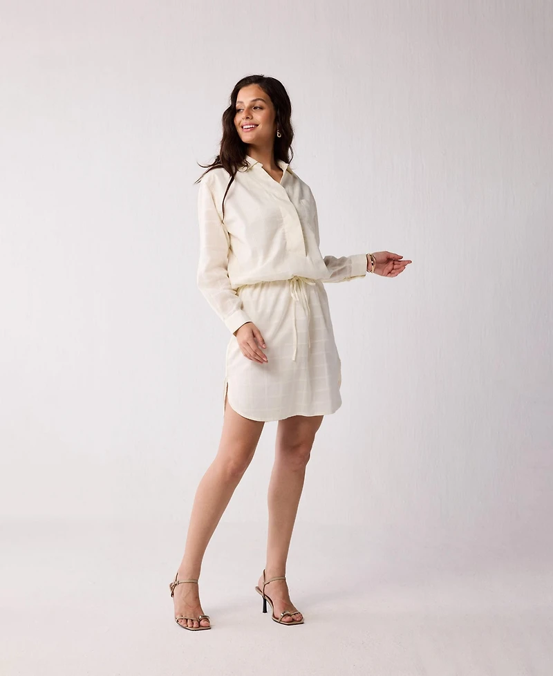 Reistor Women's Oversized Shirt Dress with Drawstring