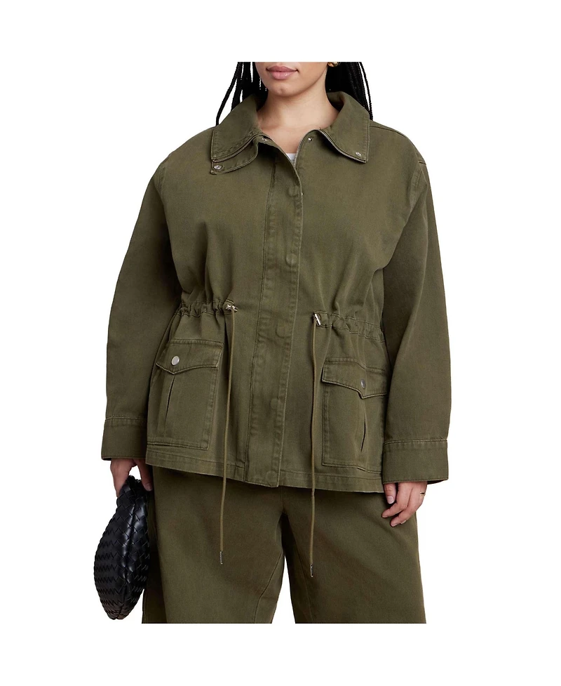 Eloquii Women's Drawstring Waist Cargo Jacket