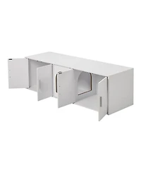 Gouun Hidden Cat Litter Box Enclosure Furniture for 2 Cats with Double Rooms and 5 Doors