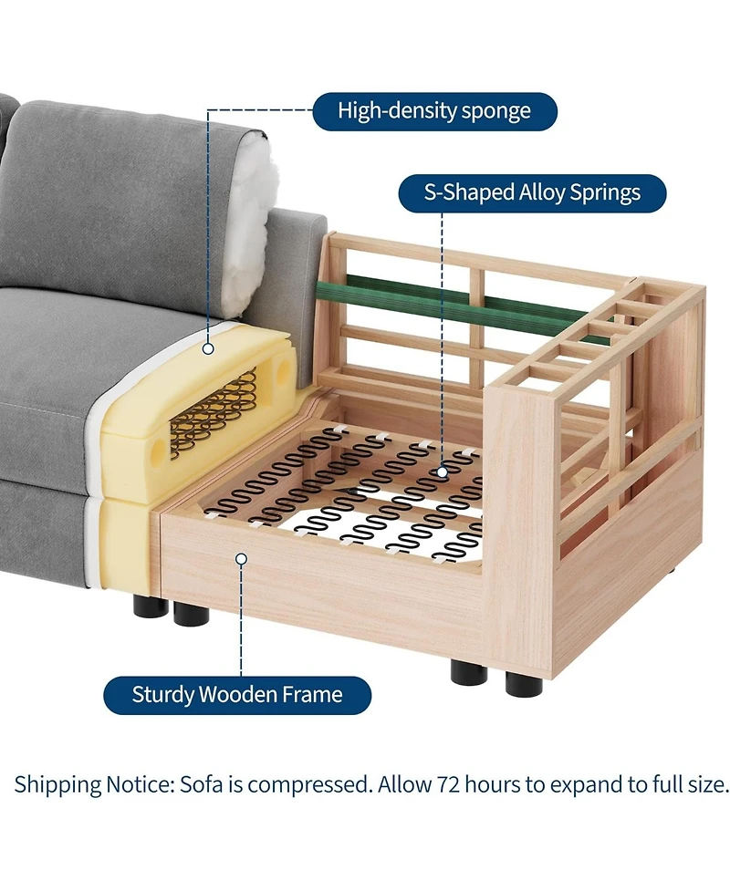 Gaomon Modular Sectional Sofa L-Shaped Couch with Movable Ottoman- Convertible Chenille Sofa