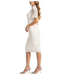 Tadashi Shoji Women's Marise Sequin Embroidered Illusion Dress