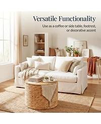 Best Choice Products Large Round Storage Ottoman W/ Lid, Handwoven Water Hyacinth Footstool