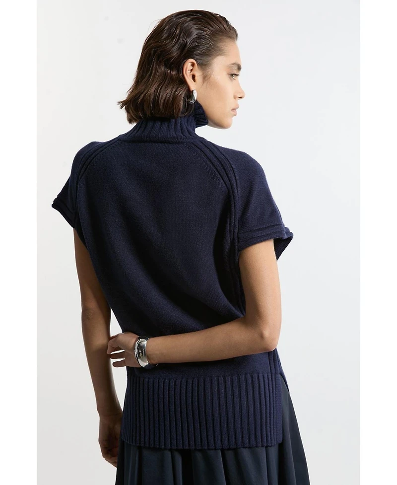 Karen Millen Women's High Neck Knitted Tunic Top