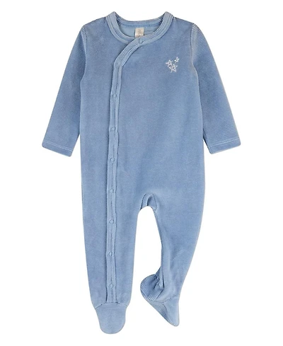 MeMoi Baby Boys "Star Cluster" Cotton-Rich Mini-Ribbed Velour Footie