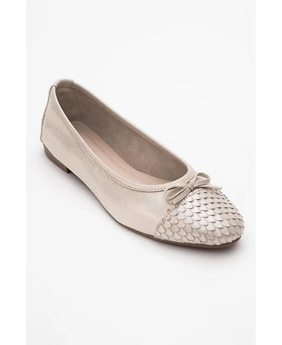 Forever and Always Women's Shoes Copos Leather Bow Cap Toe Ballet Flat