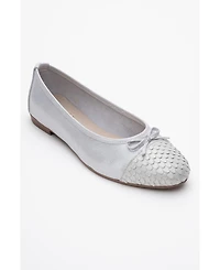 Forever and Always Shoes Copos Leather Bow Cap Toe Ballet Flat