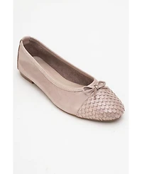 Forever and Always Shoes Copos Leather Bow Cap Toe Ballet Flat