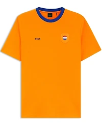 Boss by Hugo Men's Stretch-Cotton Netherlands Country Flag Logo T-Shirt