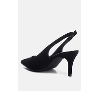 London Rag Women's Theobs Soft Microfiber Pointed Toe Slingbacks