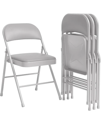 gaomon Folding Chairs 4 Pack With Padded Cushion and Back,Foldable Chair With Metal Frame Hold Up to 350 Pounds,Portable Folding Chair Suitable