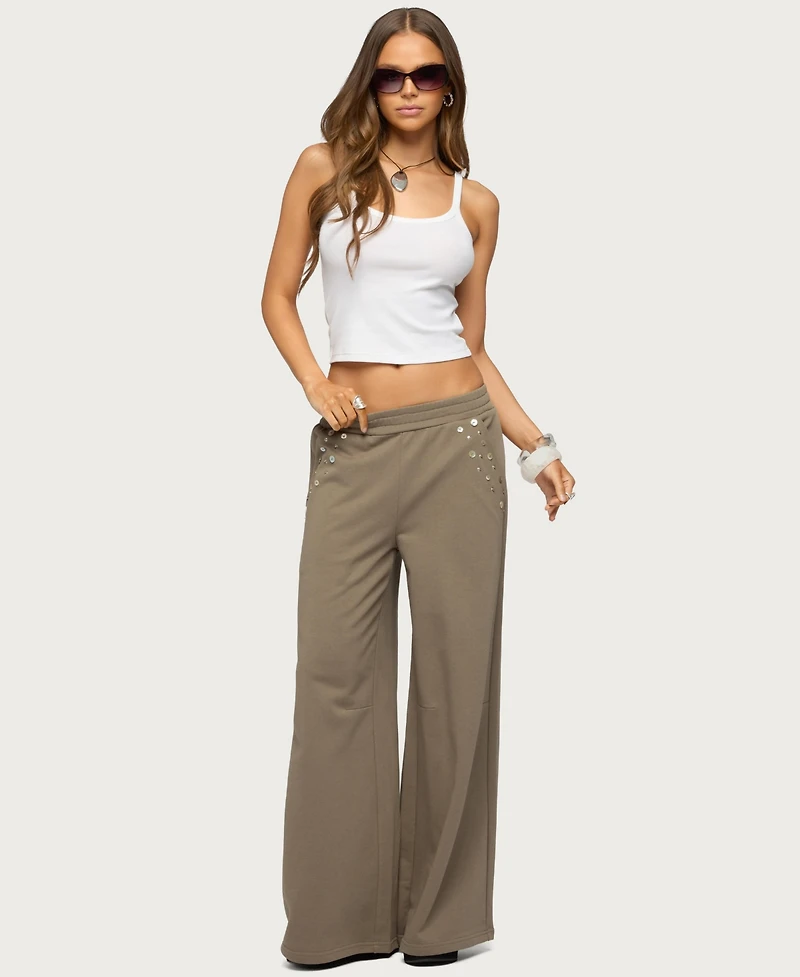 Edikted Women's Zania Iridescent Button Sweatpants