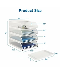 Yigii 4-tier Stackable Metal Mesh Desk Organizer Trays File Document Storage Rack