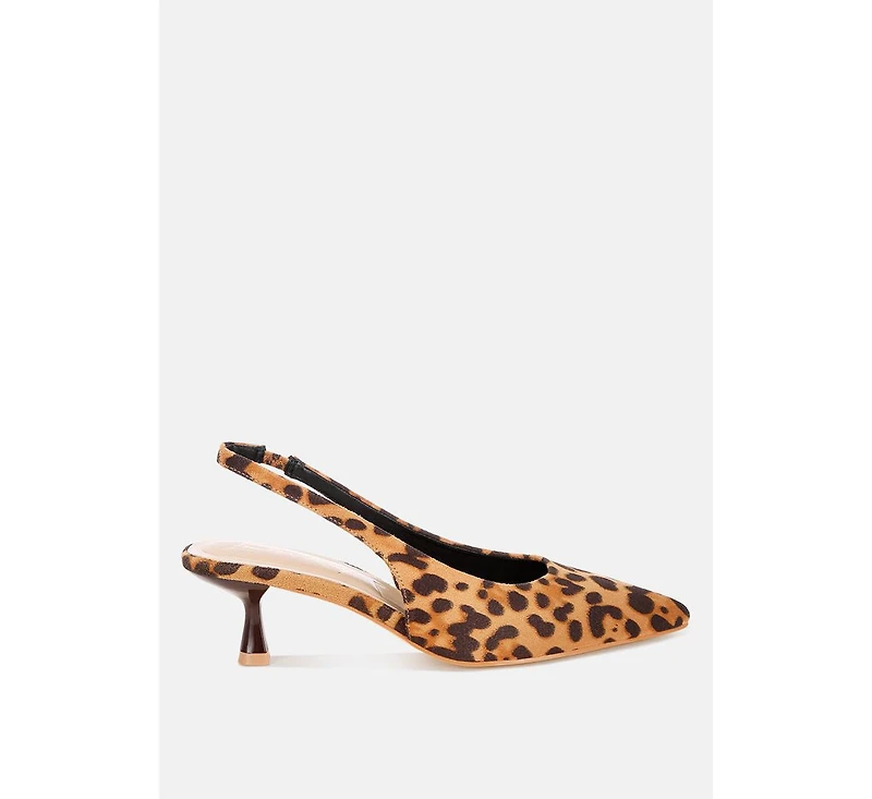 London Rag Women's Inana leopard Slingback Kitten Heels