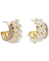 kate spade new york Cubic Zirconia & Imitation Pearl Girlie Pearlie Stacked Huggie Earrings