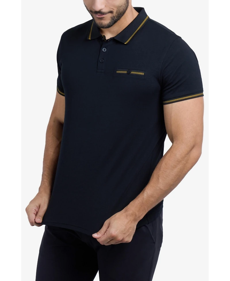 X-Ray Men's Polo with Jacquard Rib and Chest Pocket Shirt