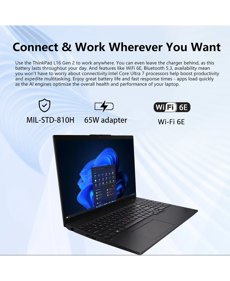 Lenovo ThinkPad L16 16" Traditional Laptop Intel Core Ultra 7 32GB Ram Intel Graphics 1TB Ssd Storage Windows 11 Pro 60Hz