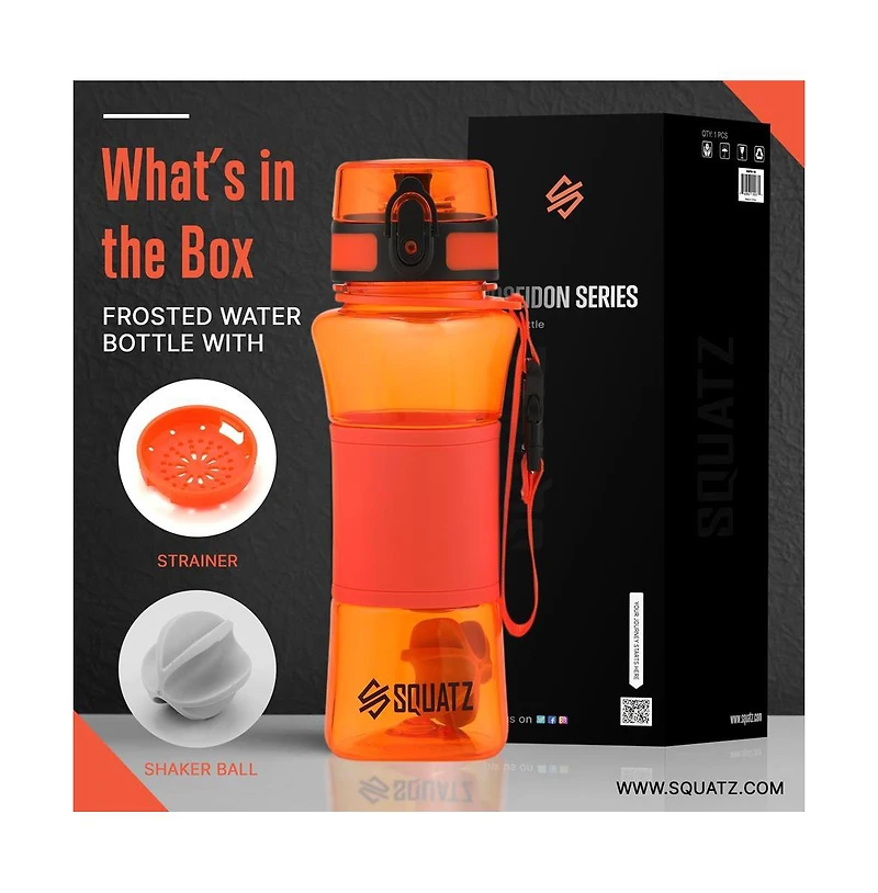 Squatz Sports or Shake Water Bottle with Fruit Infuser Strainer