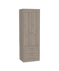Flynama Lisboa 2-Door Armoire with Hanging Rod Two Drawers and Stylish Compact Design