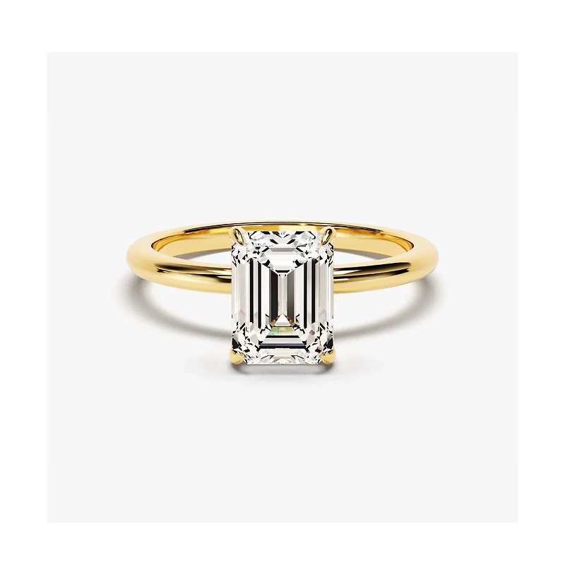 Dloria Valentina Moissanite 3 ct. t.w. Emerald Cut Solitaire Ring Gold Vermeil
