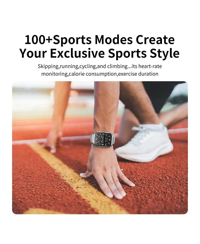 Sugift Smart Watch with 2.1" Hd Touchscreen, Bluetooth Calling, Wellness Tracking, Bonus Leather Strap Included