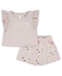 Levi's Baby Girls' Knit Top and Ditsy Skort, 2-Piece Set