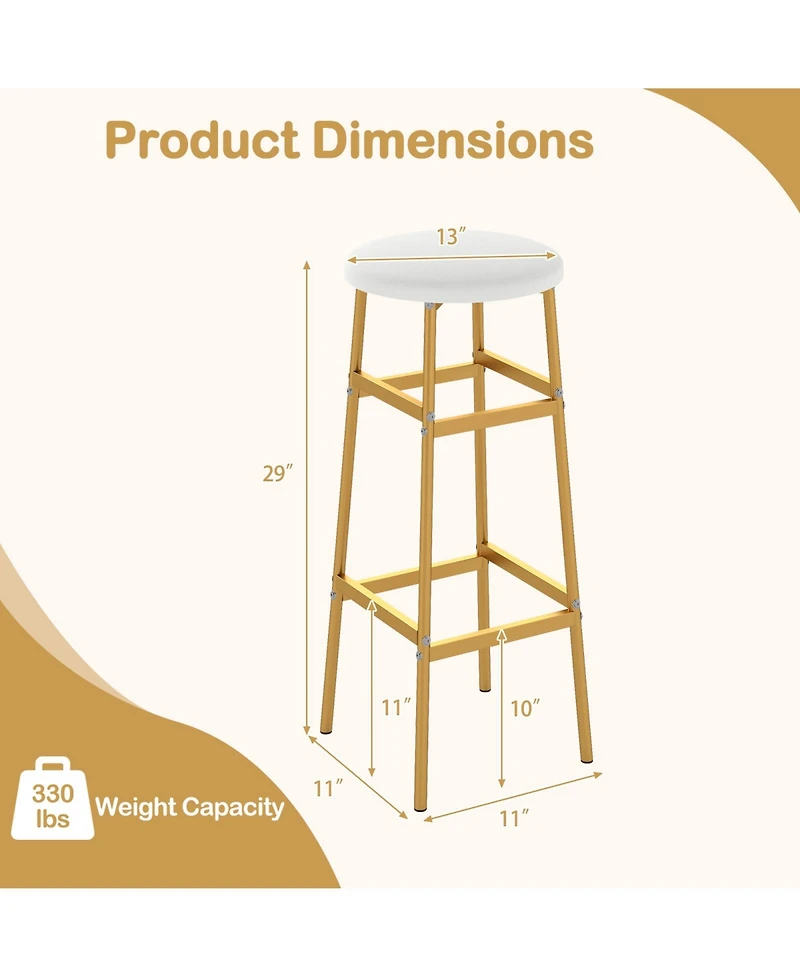 Gymax Bar Stools Set of w/ Sturdy Metal Frame and Footrest for Kitchen Island