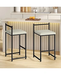 Gymax 26'' Stackable Counter Height Bar Stools Set of w/Back Metal Frame and Footrest