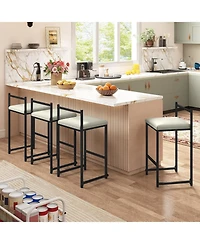 Gymax 26'' Stackable Counter Height Bar Stools Set of 4 w/Back Metal Frame and Footrest