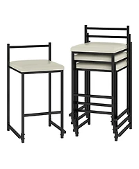 Gymax 26'' Stackable Counter Height Bar Stools Set of 4 w/Back Metal Frame and Footrest
