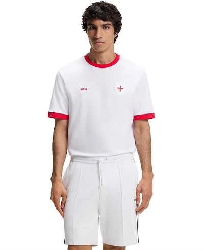 Boss by Hugo Men's Stretch-Cotton England Country Flag Logo T-Shirt
