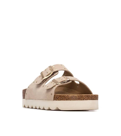 Xti Women's Refresh Collection Eyelets Double Strap Buckle Flat Sandals