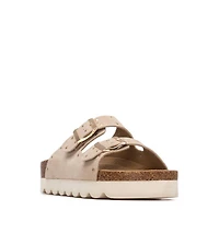 Xti Women's Refresh Collection Eyelets Double Strap Buckle Flat Sandals